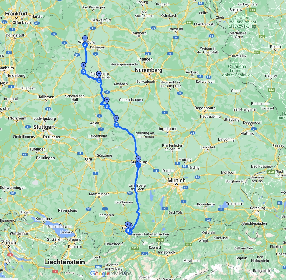 Germany Romantic Road Map